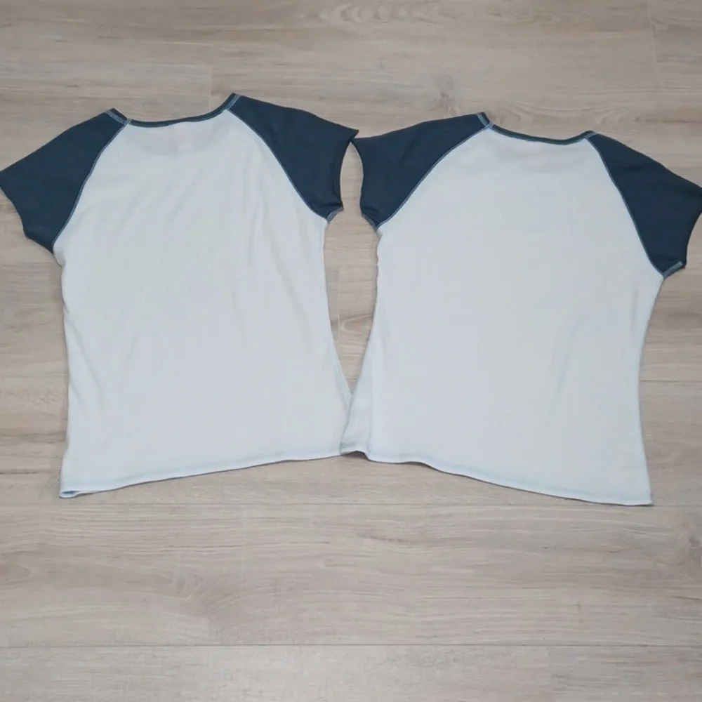 Two NWOT XL short sleeve top. White & blue shirt. Streetwear Yoga Activewear